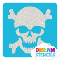 Picture of Skull with Bones Glitter Tattoo Stencil - HP-133 (5pc pack)