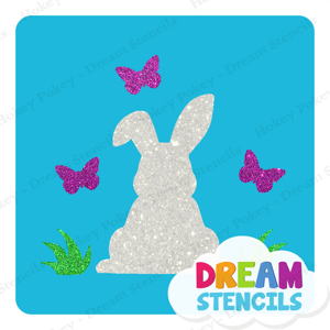 Picture of Easter Bunny with Butterflies Glitter Tattoo Stencil - HP-235 (5pc pack)