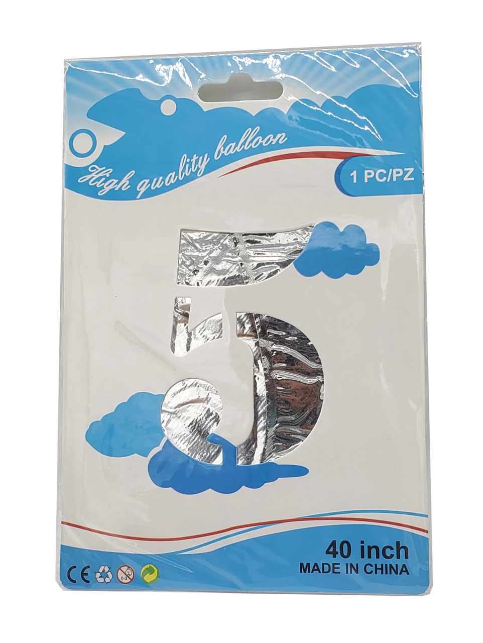 Picture of 40'' Foil Balloon Shape Number 5 - Silver (1pc)
