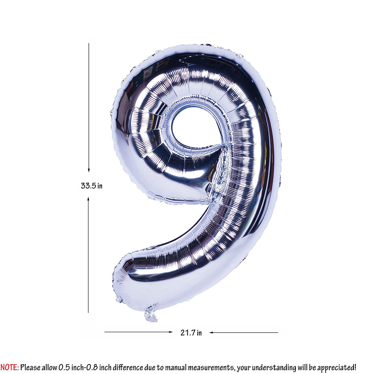 Picture of 40'' Foil Balloon Shape Number 9 - Silver (1pc)