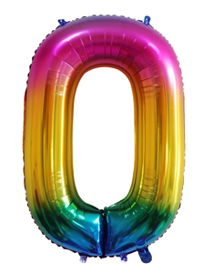 Picture of 40'' Foil Balloon Shape Number 0 - Bright Rainbow (1pc)
