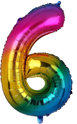 Picture of 40'' Foil Balloon Shape Number 6 - Bright Rainbow (1pc)
