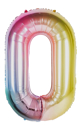 Picture of 40'' Foil Balloon Shape Number 0 - Pastel Rainbow (1pc)