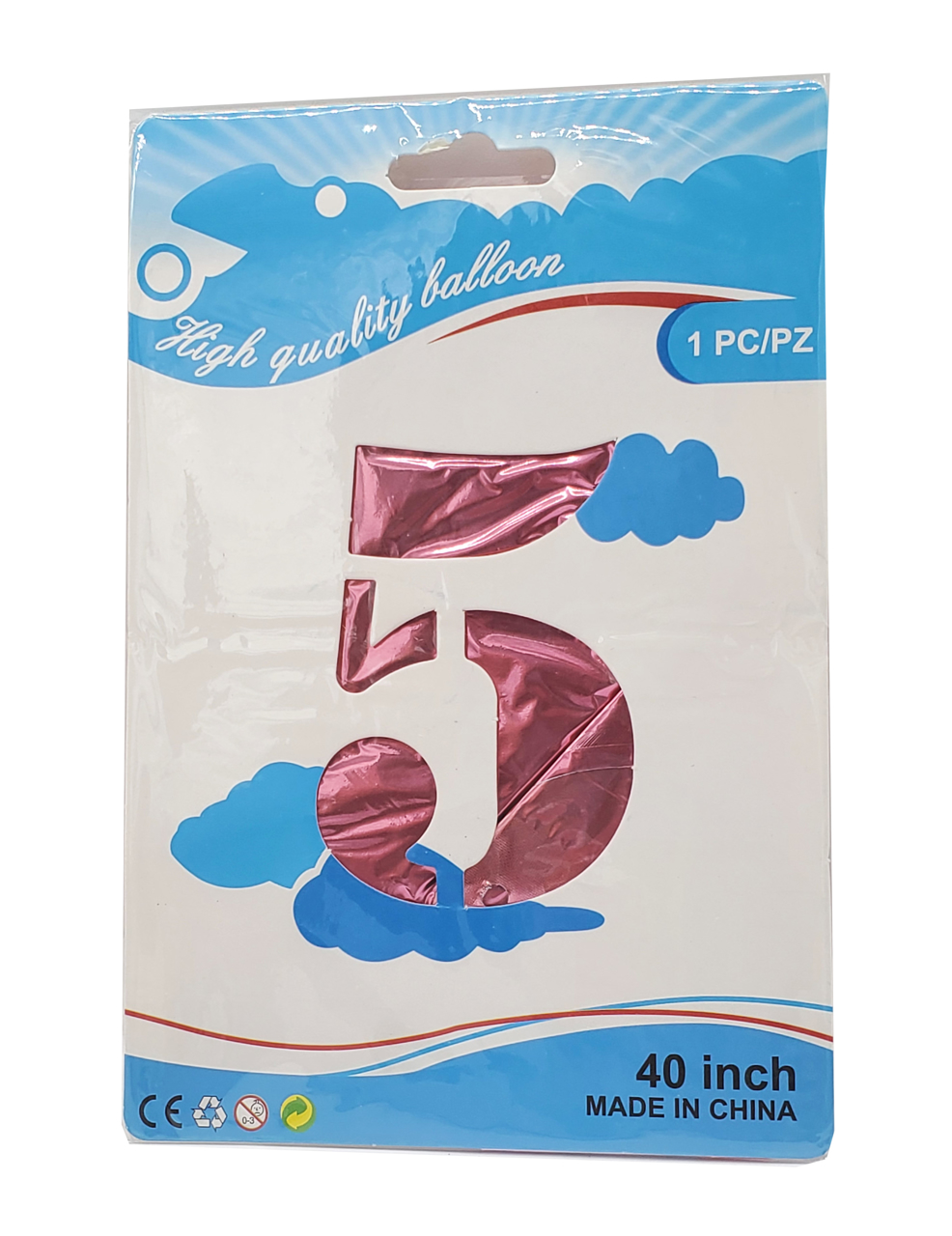 Picture of 40'' Foil Balloon Shape Number 5 - Pastel Rainbow (1pc)