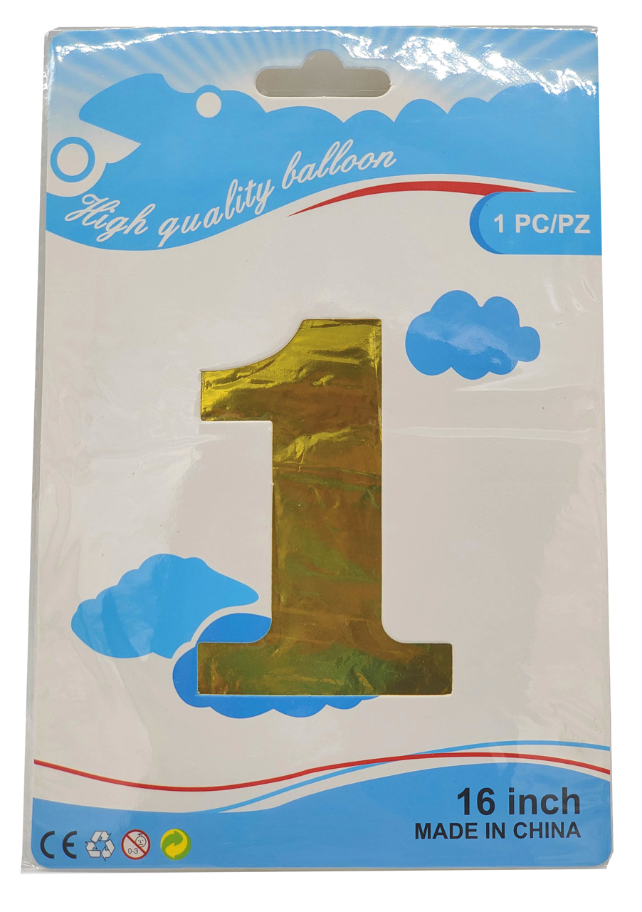 Picture of 16" Foil Balloon - Gold Number - 1 (1pc)