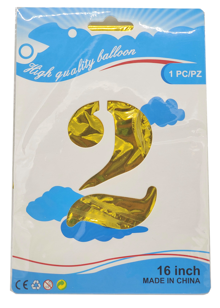 Picture of 16" Foil Balloon - Gold Number - 2 (1pc)