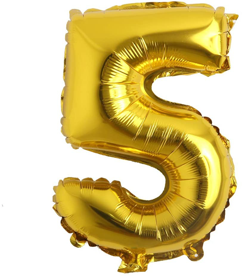 Picture of 16" Foil Balloon - Gold Number - 5 (1pc)