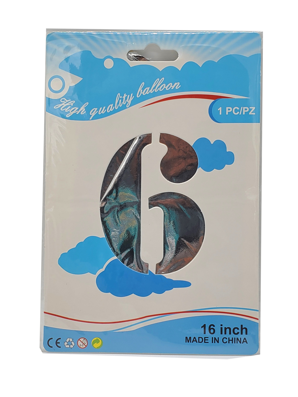 Picture of 16" Foil Balloon - Silver Number - 6 (1pc)