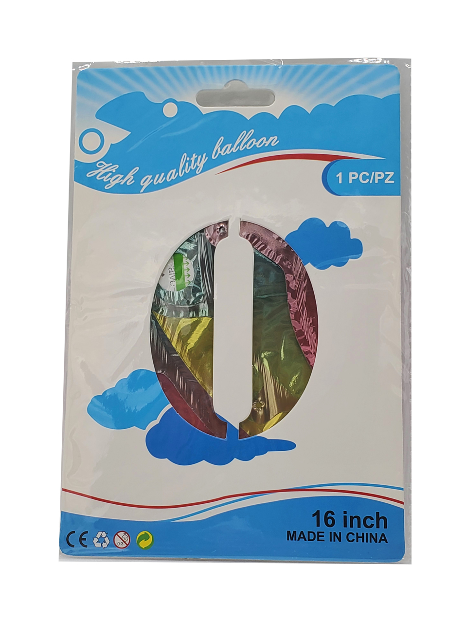 Picture of 16" Foil Balloon - Rainbow Number - 0 (1pc)
