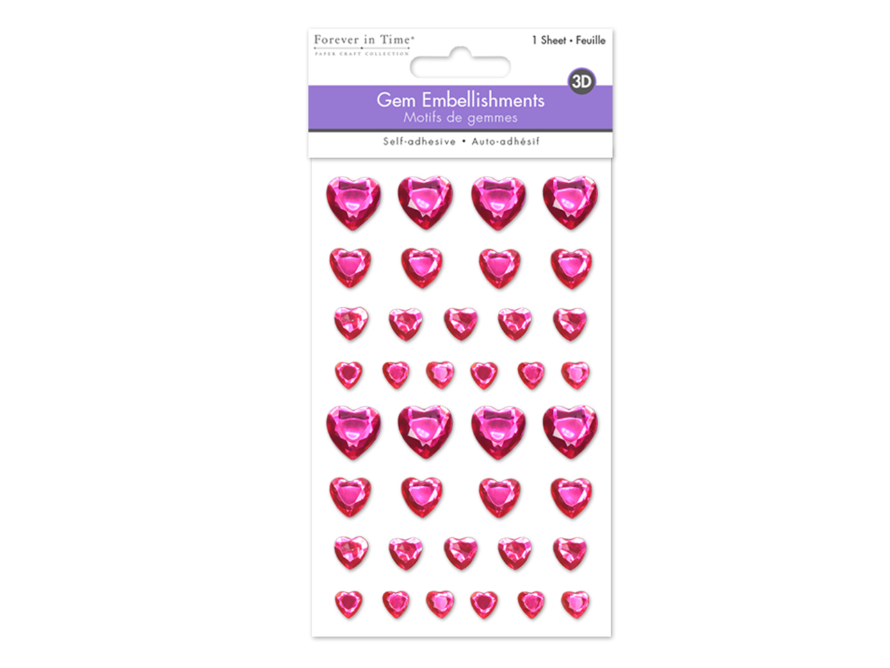 Picture of Peel-n-Stick Gem Embellishments - Pink Hearts (SS900A)