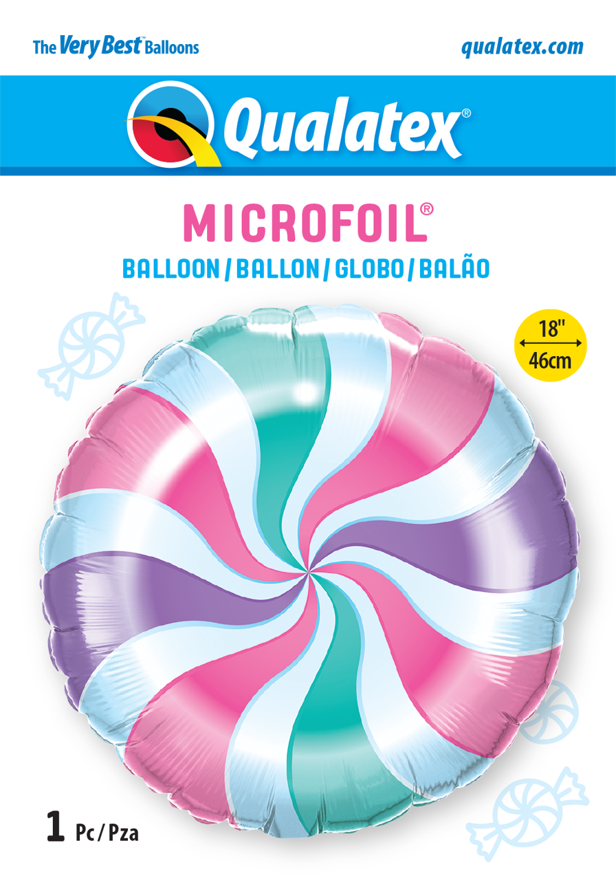 Picture of 18" Round Pastel Candy Swirl Foil Balloon (1pc)