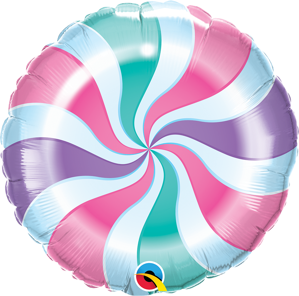 Picture of 18" Round Pastel Candy Swirl Foil Balloon (1pc)