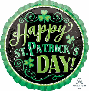 Picture of 18" Happy St. Patrick's Day Clovers Foil Balloon (1pc)