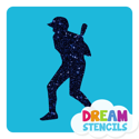 Picture of Baseball Player - 2 Glitter Tattoo Stencil - HP-347 (5pc pack)