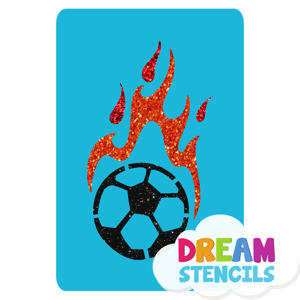 Picture of Flaming Soccer Ball Glitter Tattoo Stencil - HP-353 (5pc pack)