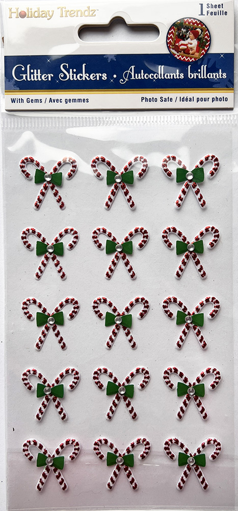 Picture of Holiday Trendz Glitter Stickers : Holiday Icons - Candy Canes (SX134A) 