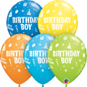 Picture of Qualatex 11'' Birthday Boy Assortiment - Latex Balloons 50/bag 