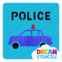 Picture of Police Car Glitter Tattoo Stencil - HP-383 (5pc pack)